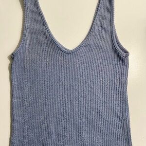 Caution To The Wind light blue Ribbed Tank Top